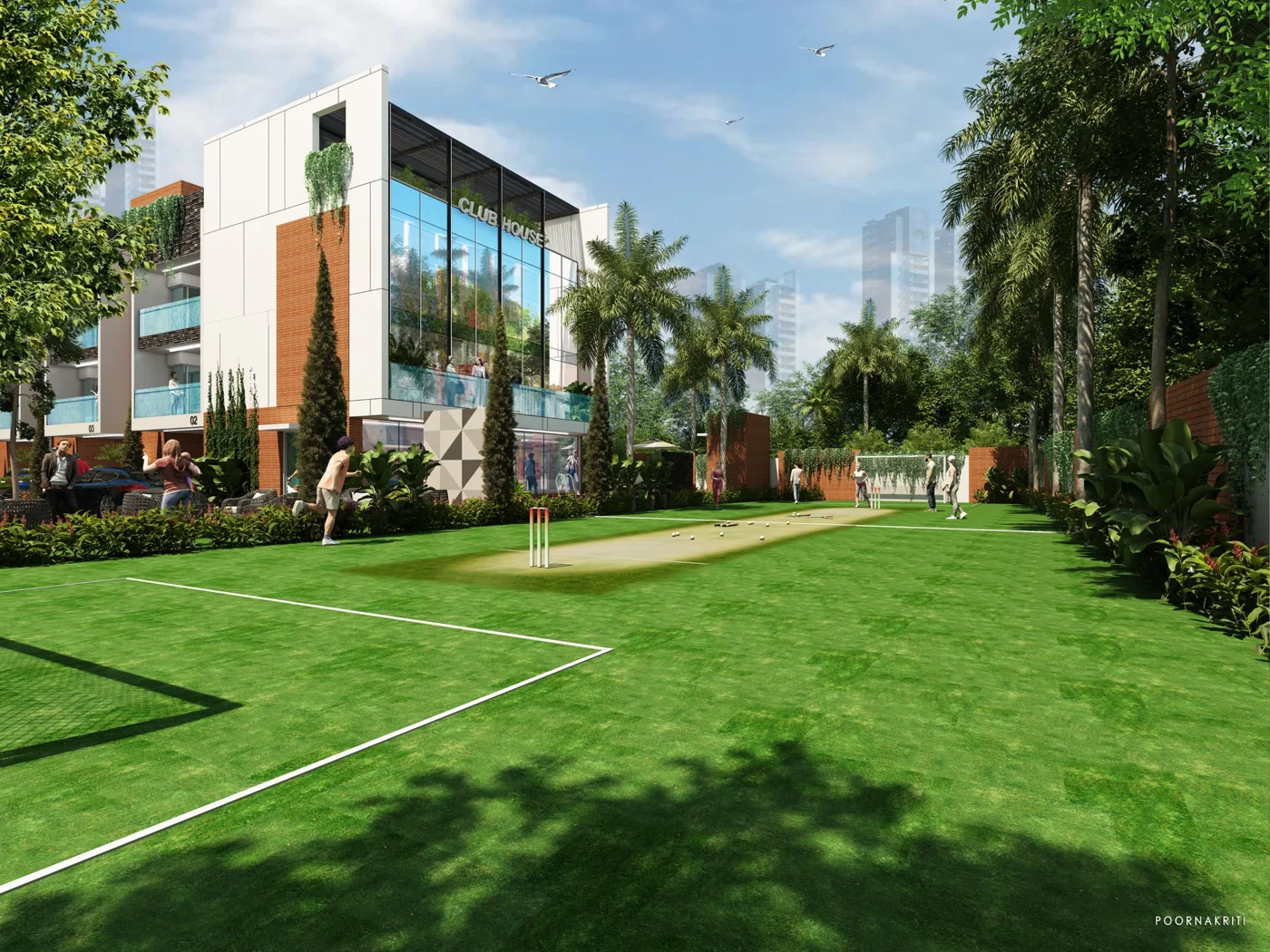 Green multipurpose sports court beside the clubhouse